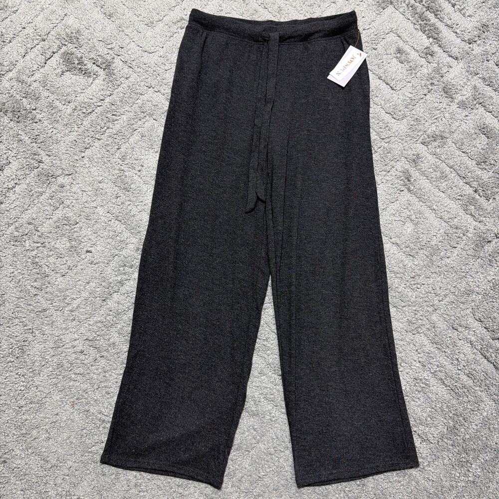 Joyspun Womens M 8-10 Gray Wide Leg Lounge Pajama Pants Drawstring Pockets